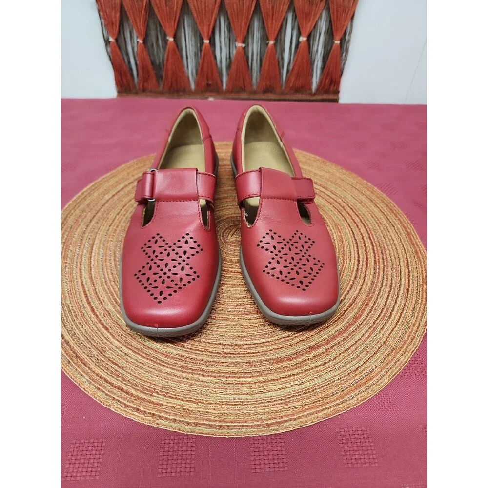 Hotter Sunset Comfort Concept Maryjanes Red Leather New Size 7 Made In The UK